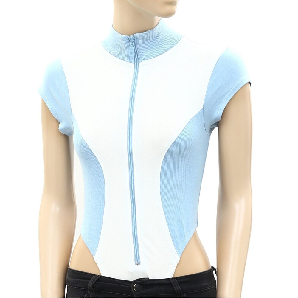 ❤️Out From Under Urban Outfitters Samira Bodysuit Top High Neck Zip-Up S 285380 - Picture 7 of 9